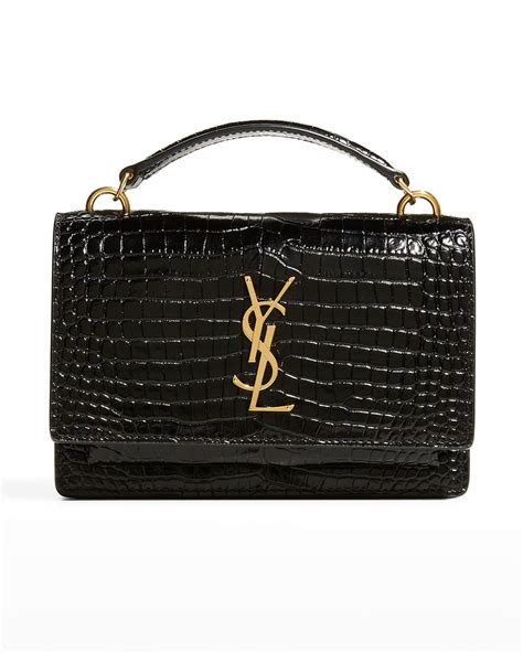 ysl wallet on chain 22cm|Saint Laurent Sunset YSL Monogram Stamped Croc Glace .